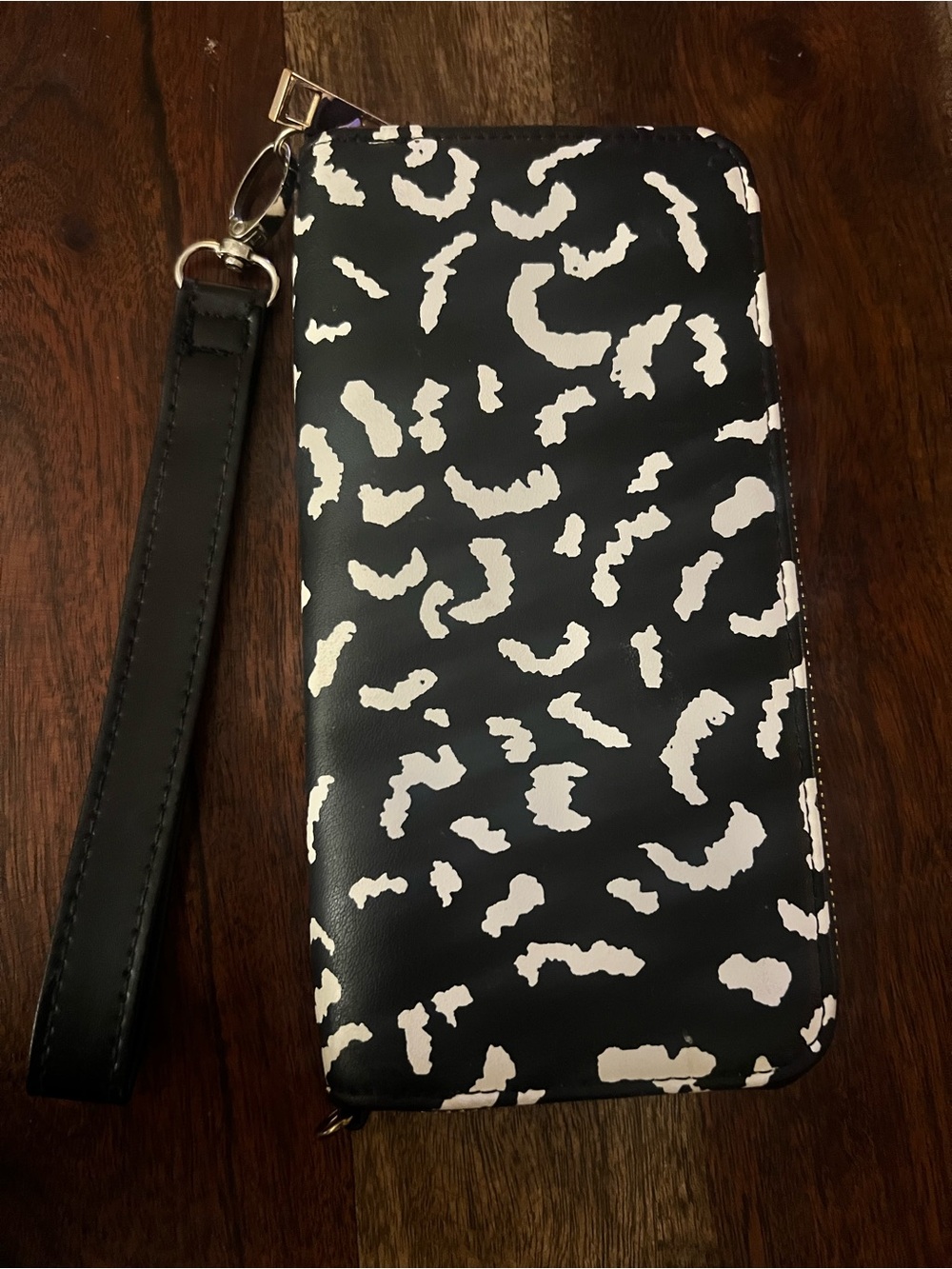 a new day Black and White Leopard Wristlet Wallet